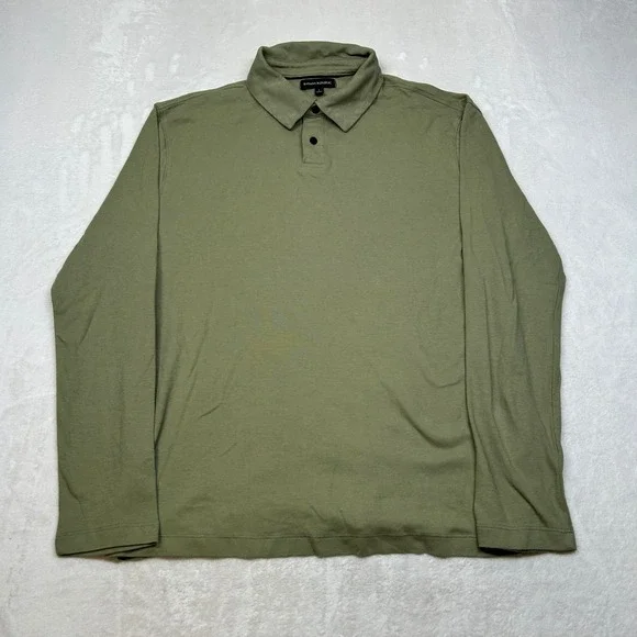 Banana Republic Long Sleeve Polo Shirt Mens Large Green Cotton Casual Top - Picture 2 of 9